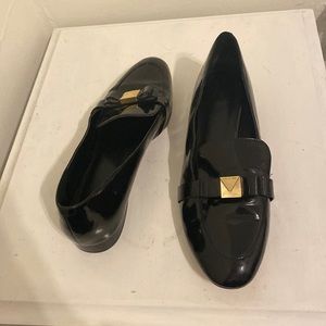 Michael Kors black patent leather ballet shoes